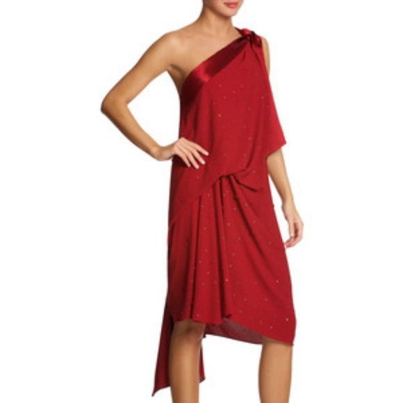 BCBG MAX AZRIA 700$ Red Asymmetrical Dress Formal Party New Small - Picture 1 of 6